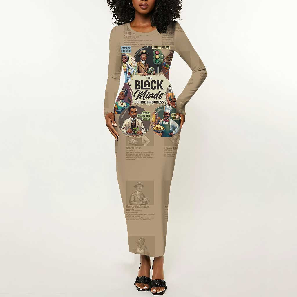 Africa Black Invention Long Sleeve Bodycon Dress The Black Minds Behind Progress DT03