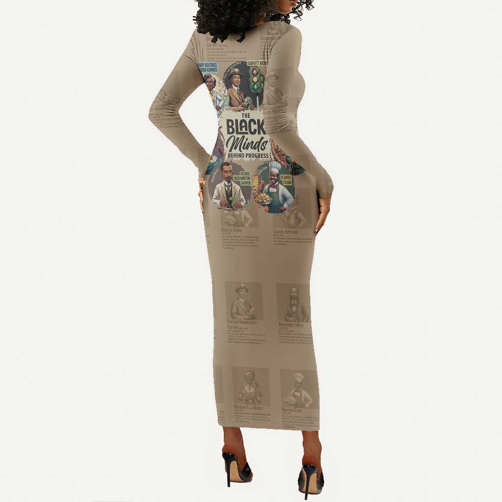 Africa Black Invention Long Sleeve Bodycon Dress The Black Minds Behind Progress DT03