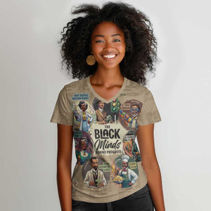 Africa Black Invention Women V-Neck T-Shirt The Black Minds Behind Progress