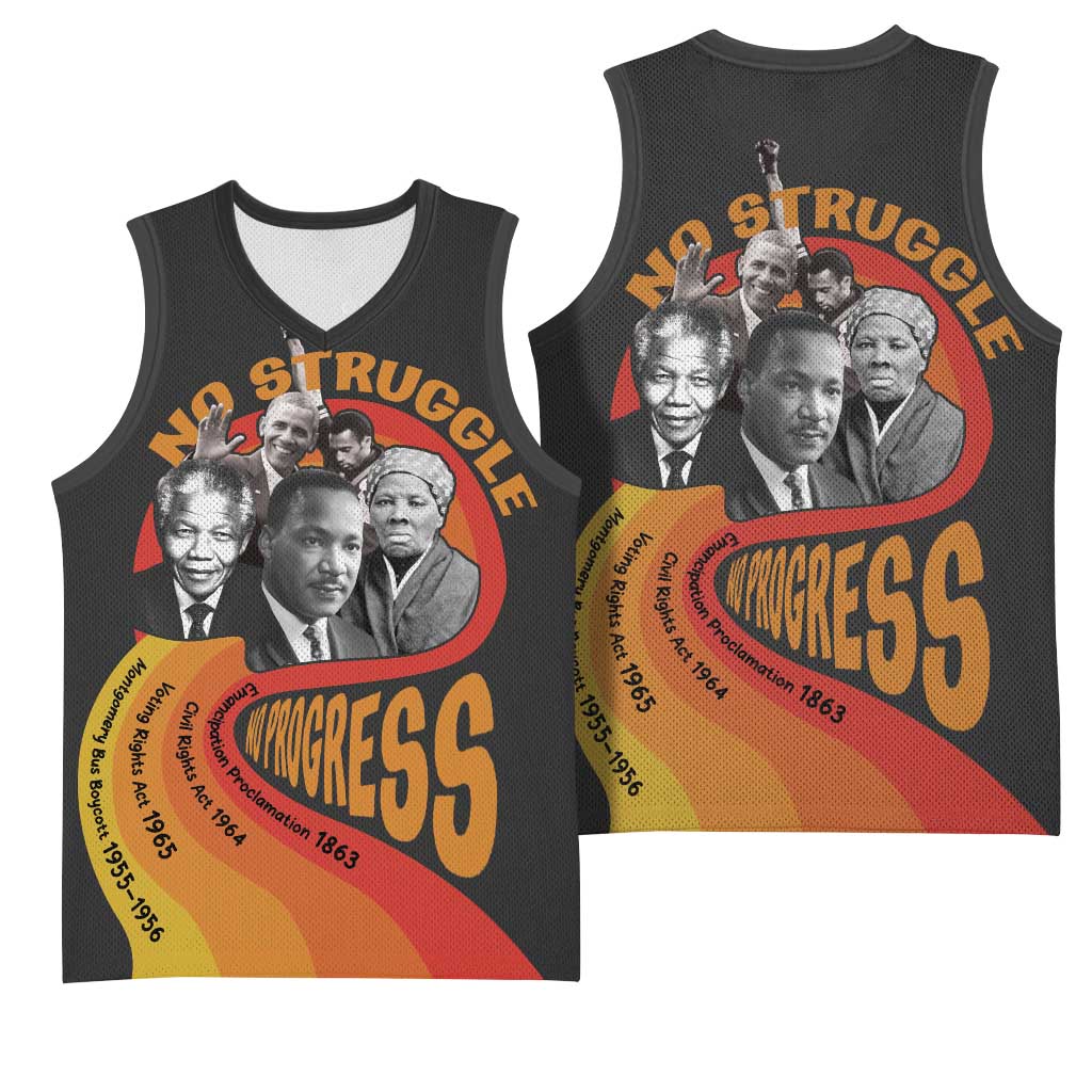 Civil Rights Leaders African American Basketball Jersey No Struggle No Progress DT03
