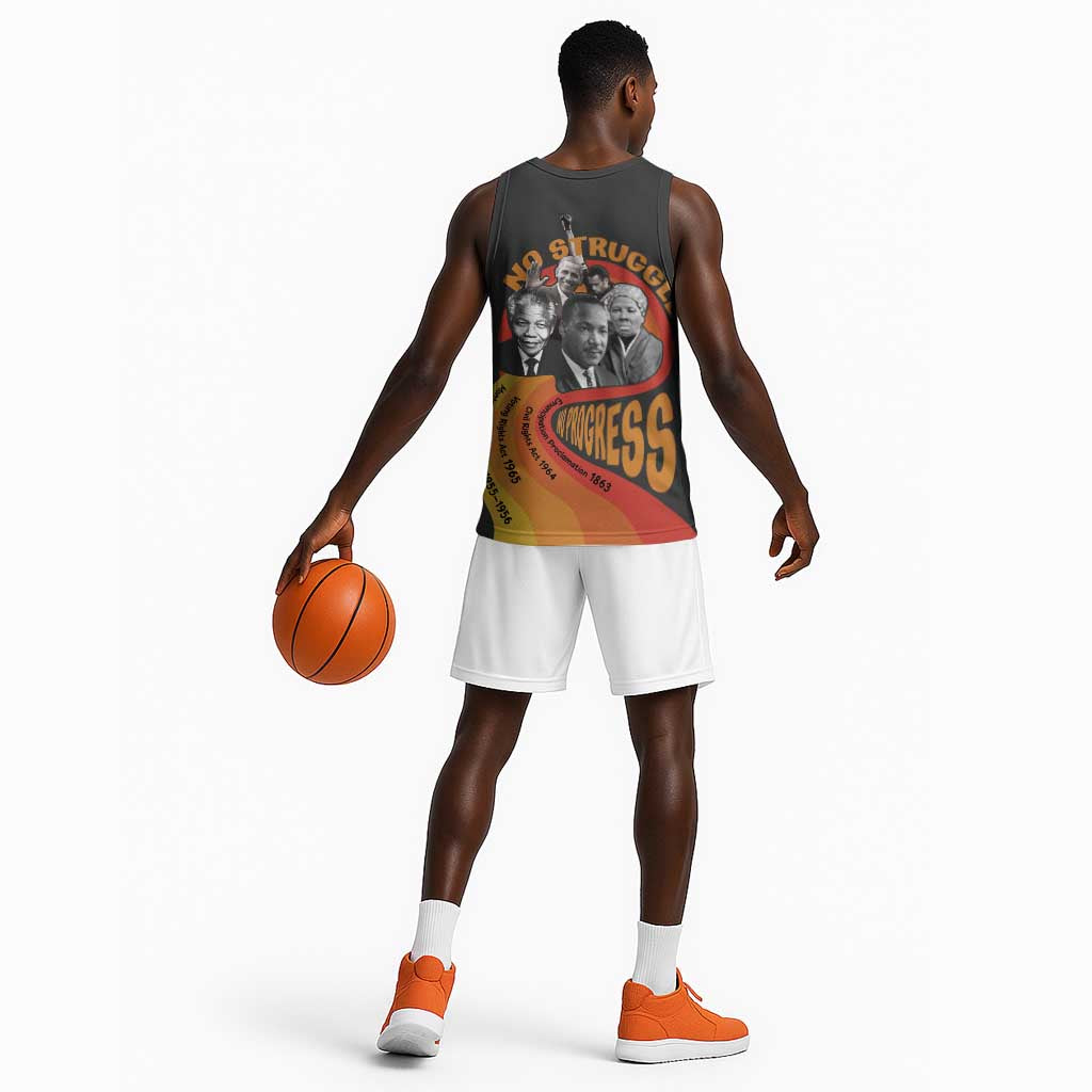 Civil Rights Leaders African American Basketball Jersey No Struggle No Progress DT03