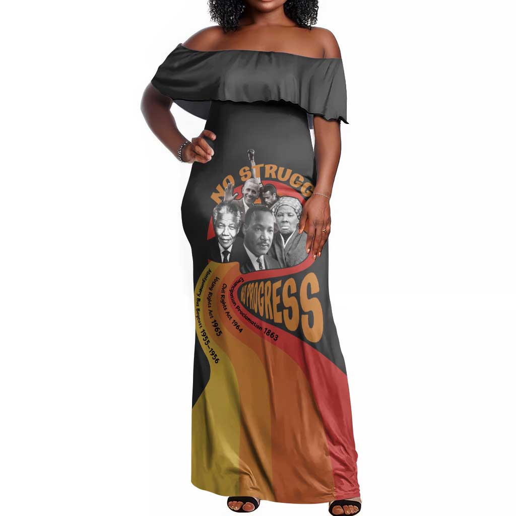 Civil Rights Leaders African American Off Shoulder Maxi Dress No Struggle No Progress