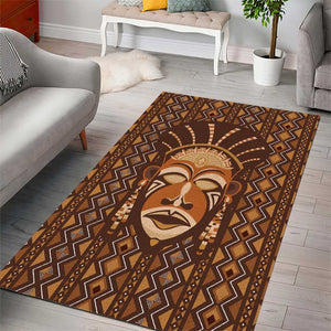 African Mask Printed Mudcloth Area Rug Afro Bogolan