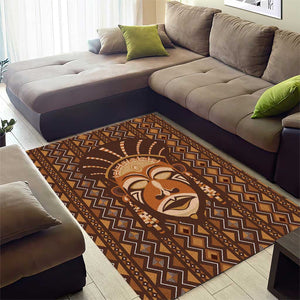 African Mask Printed Mudcloth Area Rug Afro Bogolan