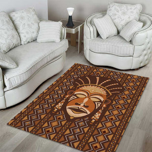 African Mask Printed Mudcloth Area Rug Afro Bogolan