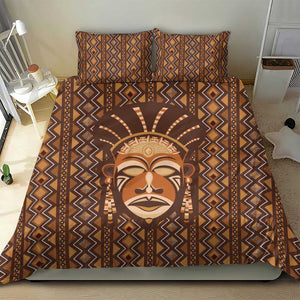 African Mask Printed Mudcloth Bedding Set Afro Bogolan