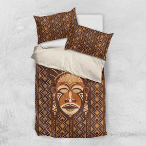 African Mask Printed Mudcloth Bedding Set Afro Bogolan