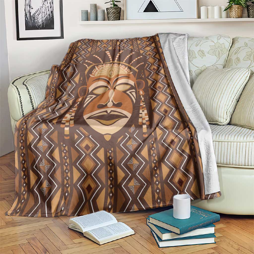 African Mask Printed Mudcloth Blanket Afro Bogolan