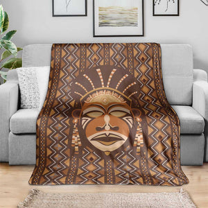 African Mask Printed Mudcloth Blanket Afro Bogolan