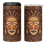 African Mask Printed Mudcloth 4 in 1 Can Cooler Tumbler Afro Bogolan