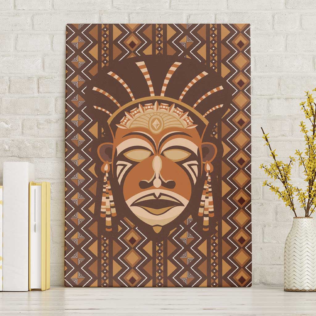 African Mask Printed Mudcloth Canvas Wall Art Afro Bogolan