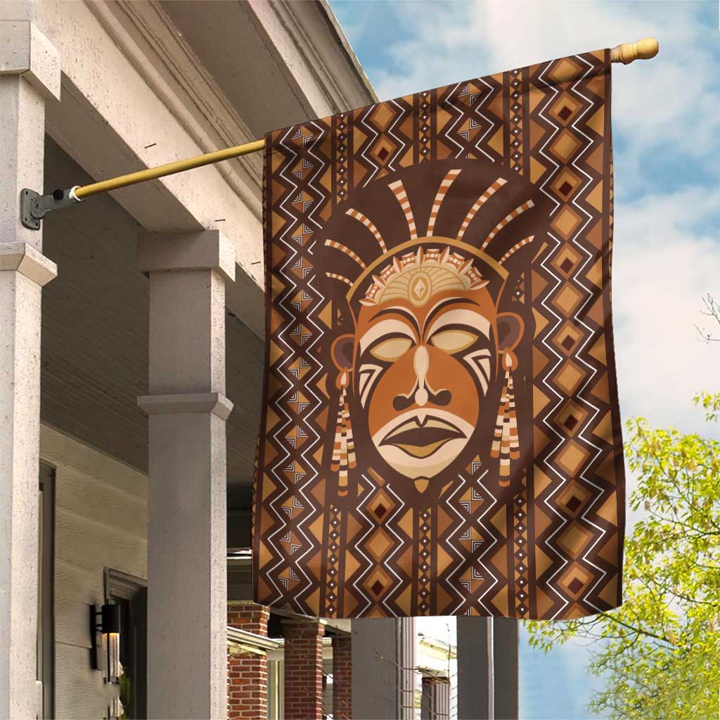 African Mask Printed Mudcloth Garden Flag Afro Bogolan