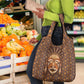 African Mask Printed Mudcloth Grocery Bag Afro Bogolan