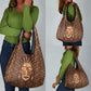 African Mask Printed Mudcloth Grocery Bag Afro Bogolan