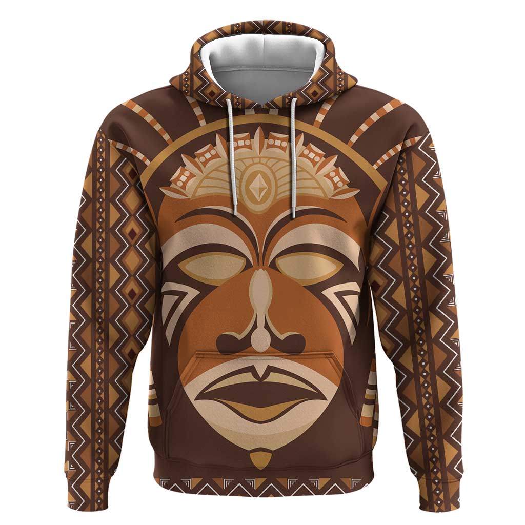 African Mask Printed Mudcloth Hoodie Afro Bogolan