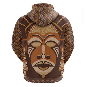 African Mask Printed Mudcloth Hoodie Afro Bogolan