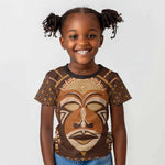 African Mask Printed Mudcloth Kid T shirt Afro Bogolan