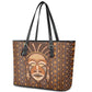African Mask Printed Mudcloth Leather Tote Bag Afro Bogolan
