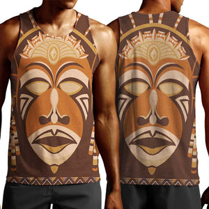 African Mask Printed Mudcloth Men Tank Top Afro Bogolan