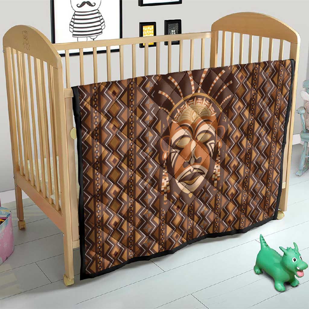 African Mask Printed Mudcloth Quilt Afro Bogolan