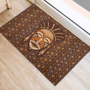 African Mask Printed Mudcloth Rubber Doormat Afro Bogolan