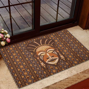 African Mask Printed Mudcloth Rubber Doormat Afro Bogolan