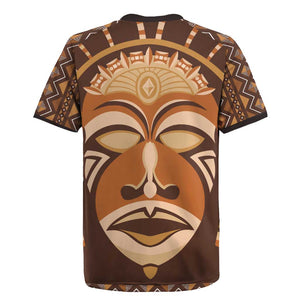 African Mask Printed Mudcloth Rugby Jersey Afro Bogolan