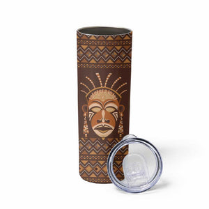 African Mask Printed Mudcloth Skinny Tumbler Afro Bogolan