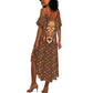 African Mask Printed Mudcloth Summer Maxi Dress Afro Bogolan