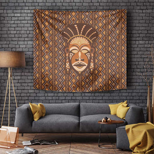 African Mask Printed Mudcloth Tapestry Afro Bogolan