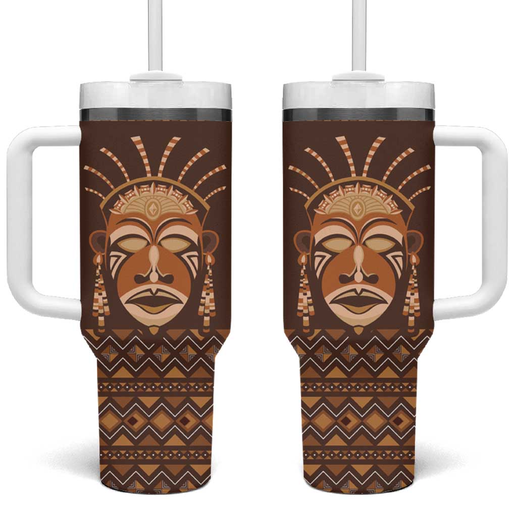 African Mask Printed Mudcloth Tumbler With Handle Afro Bogolan