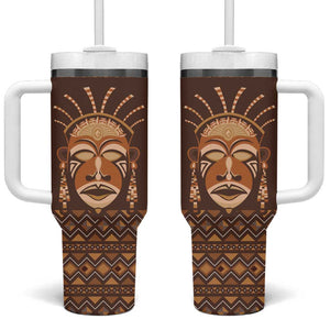 African Mask Printed Mudcloth Tumbler With Handle Afro Bogolan