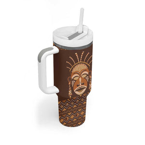 African Mask Printed Mudcloth Tumbler With Handle Afro Bogolan