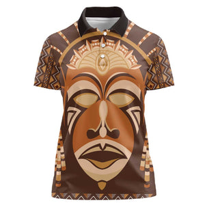 African Mask Printed Mudcloth Women Polo Shirt Afro Bogolan