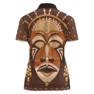 African Mask Printed Mudcloth Women Polo Shirt Afro Bogolan