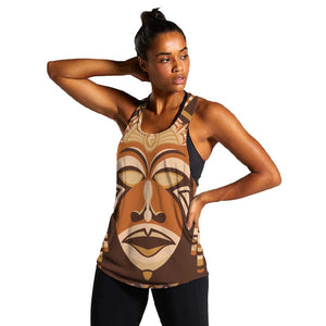 African Mask Printed Mudcloth Women Racerback Tank Afro Bogolan