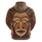 African Mask Printed Mudcloth Zip Hoodie Afro Bogolan