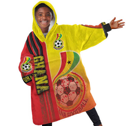 Ghana Soccer Kid Wearable Blanket Hoodie Black Stars Football - Road To Champion
