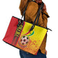 Ghana Soccer Leather Tote Bag Black Stars Football - Road To Champion