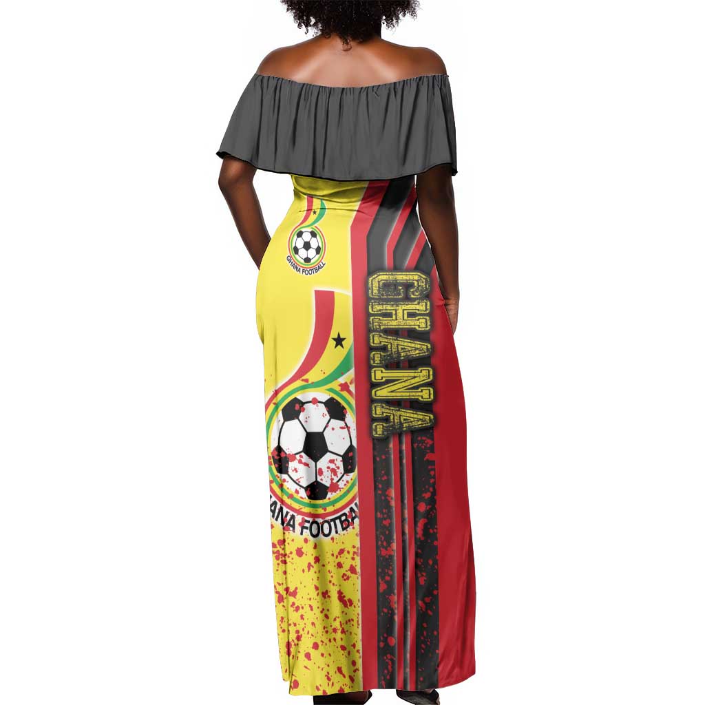 Ghana Soccer Off Shoulder Maxi Dress Black Stars Football - Road To Champion