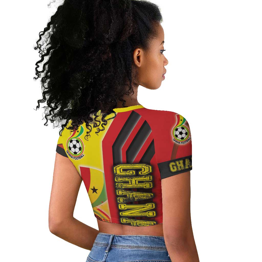 Ghana Soccer Raglan Cropped T shirt Black Stars Football - Road To Champion