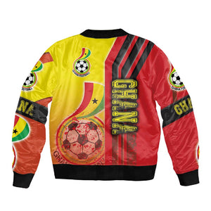 Ghana Soccer Sleeve Zip Bomber Jacket Black Stars Football - Road To Champion