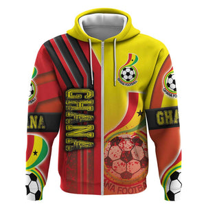 Ghana Soccer Zip Hoodie Black Stars Football - Road To Champion