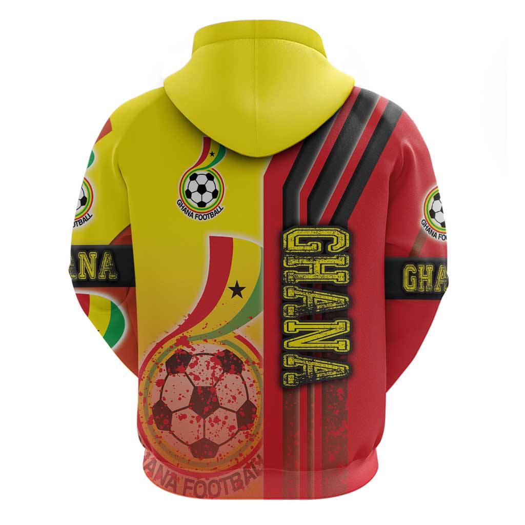 Ghana Soccer Zip Hoodie Black Stars Football - Road To Champion