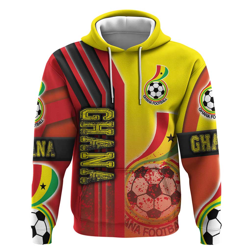 Ghana Soccer Zip Hoodie Black Stars Football - Road To Champion