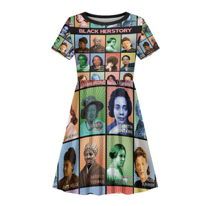 Afro Black Herstory Kid Short Sleeve Dress African Women History