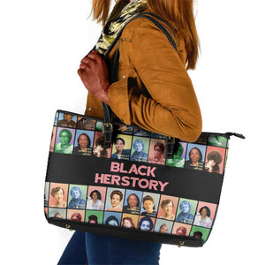 Afro Black Herstory Leather Tote Bag African Women History