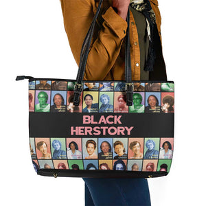 Afro Black Herstory Leather Tote Bag African Women History