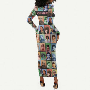 Afro Black Herstory Long Sleeve Bodycon Dress African Women History