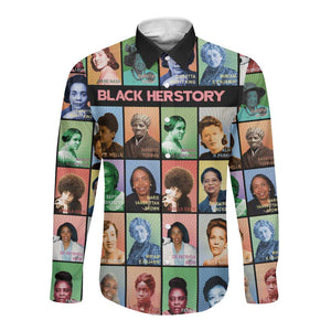 Afro Black Herstory Long Sleeve Button Shirt African Women History